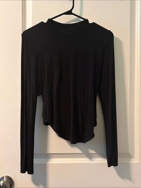 Forever 21 Black Mock Neck Long-Sleeve Tee